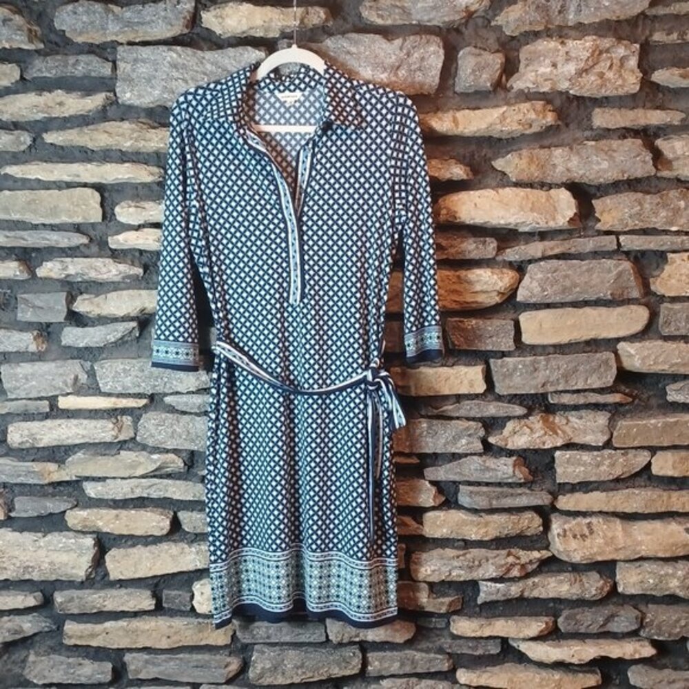 Max Studio womens belted midi dress 3/4 sleeve